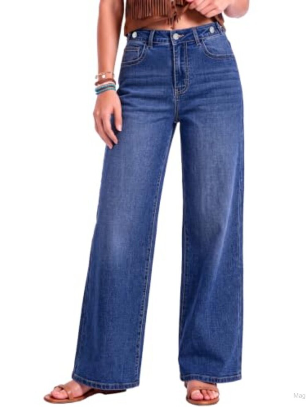 High Waisted Wide Leg Jeans Women Stretchy Baggy Denim Pants 5 Pockets